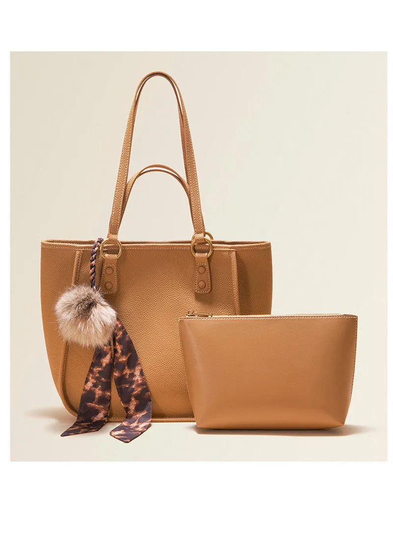 Pebbled Leather Tote Handle Shoulder Bag