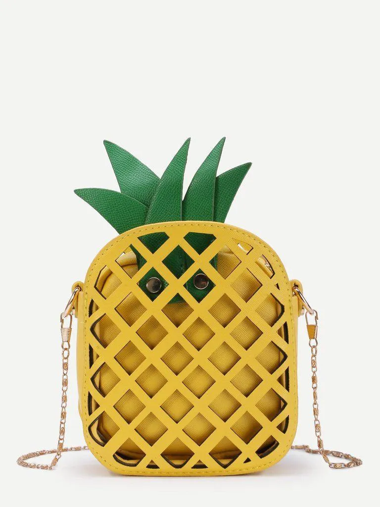 Pineapple Shaped PU Chain Crossbody Bag