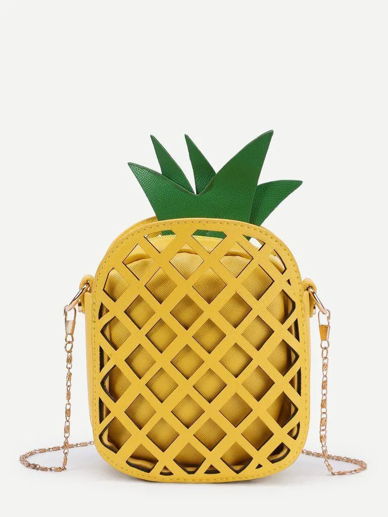 Pineapple Shaped PU Chain Crossbody Bag