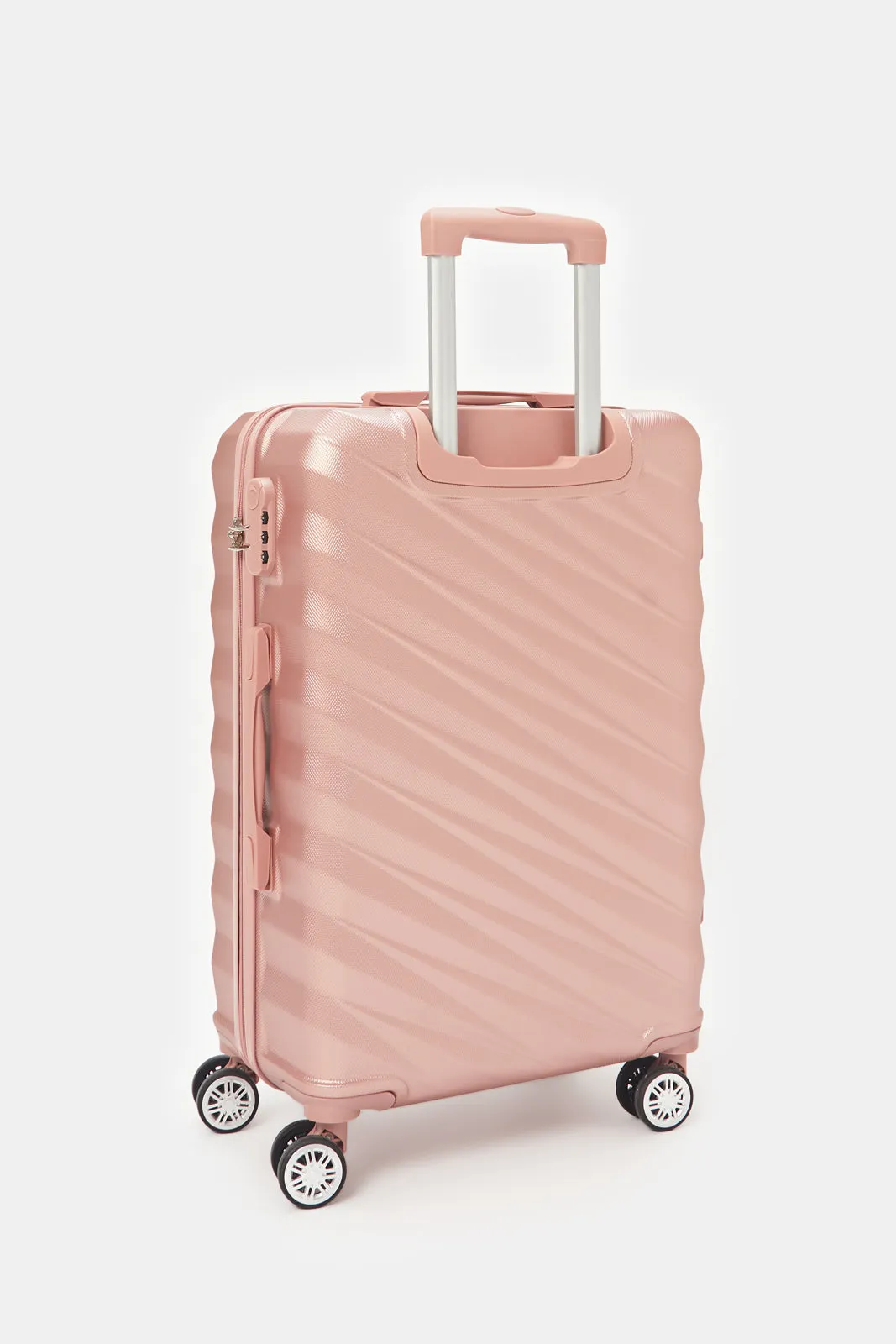 Pink Textured Trolley Luggage (24 Inch)