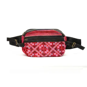 Pink Waist bag, embroidery and faux leather