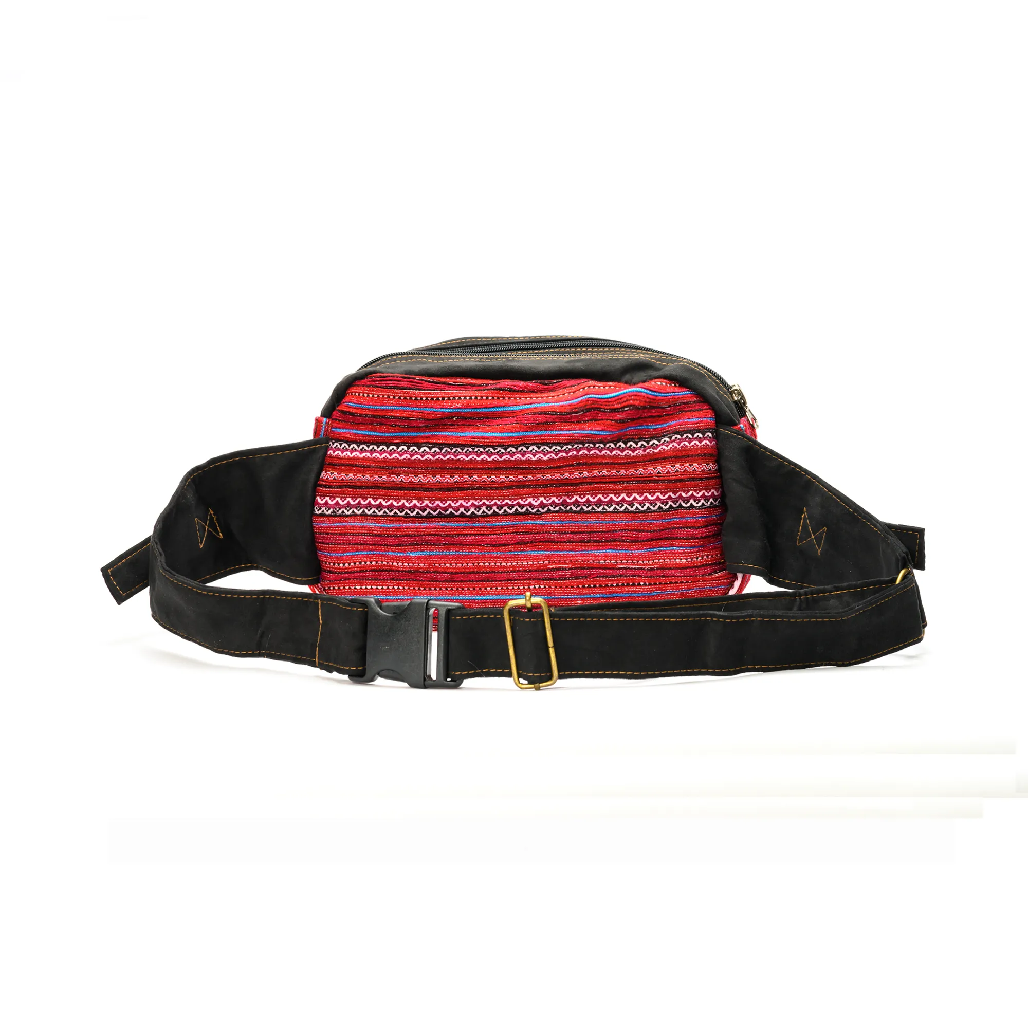 Pink Waist bag, embroidery and faux leather