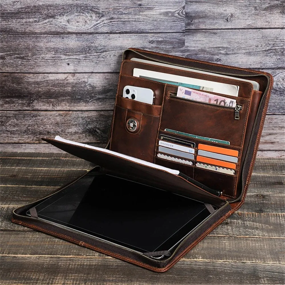 Portable Multifunctional Genuine Leather Laptop Sleeve Bag Suitable For iPad Pro 12.9