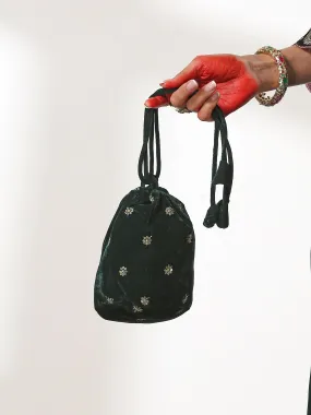 Potli Bag - Green Velvet sequin