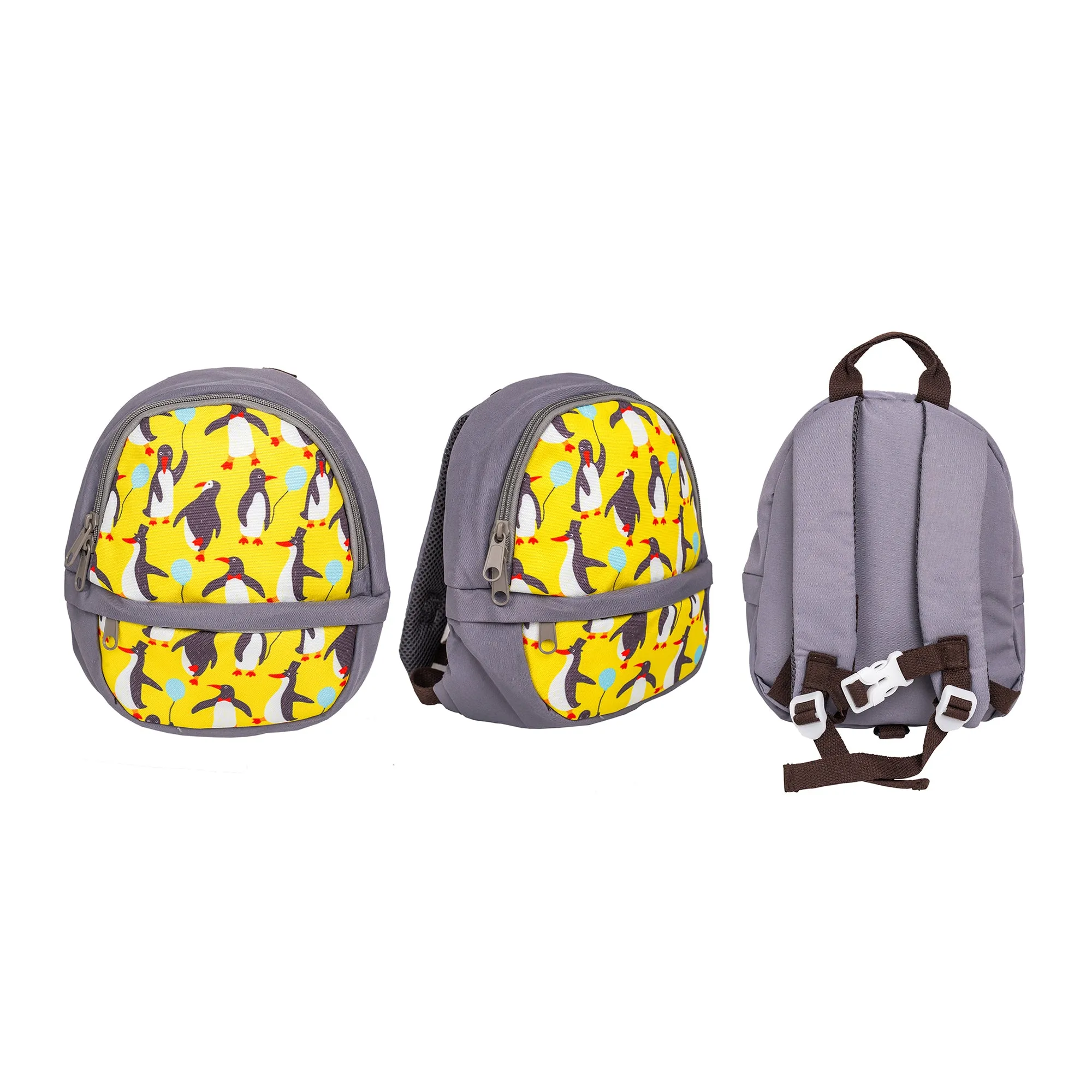 Printed Penguin Backpack - Grey