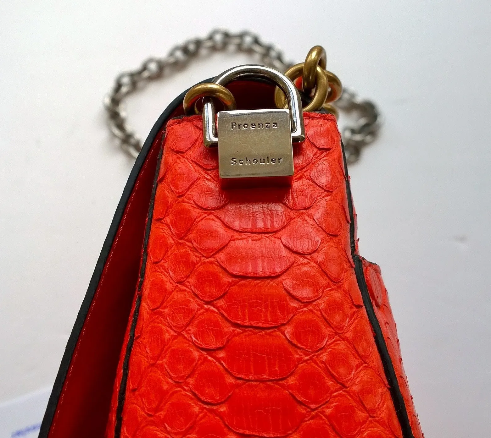 Proenza Schouler PS Courier Small Crossbody Bag in Poppy Orange Python