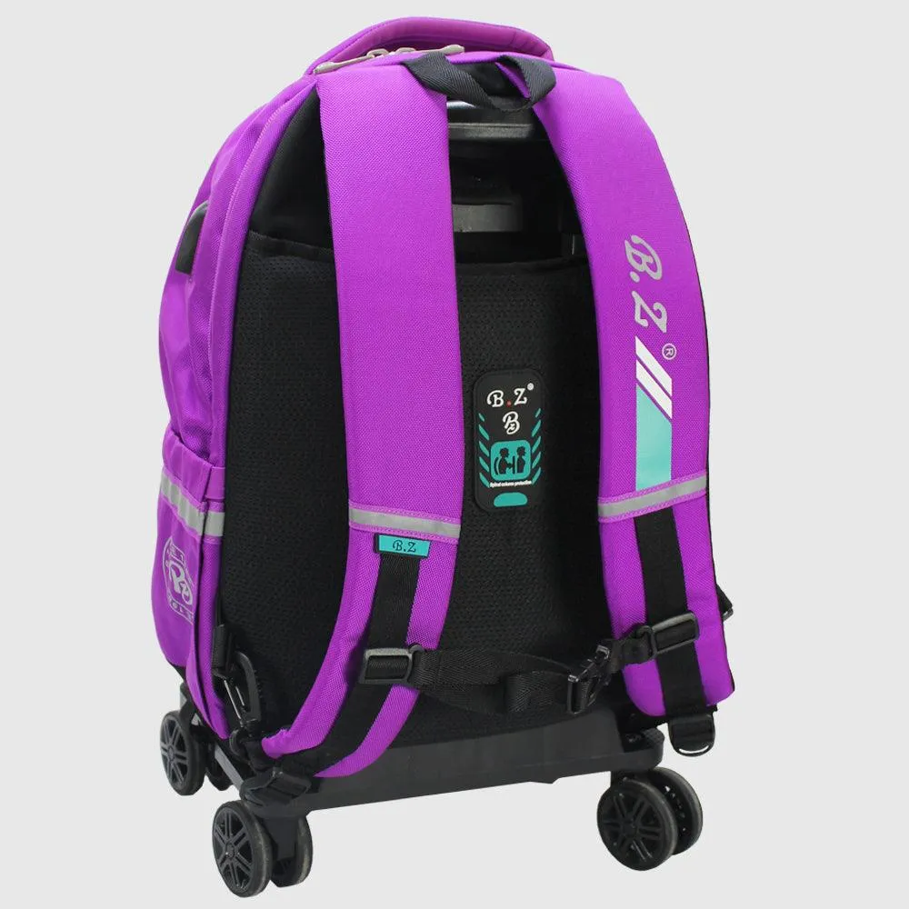 Purple 18 Inches Trolley Backpack   Pencil Case