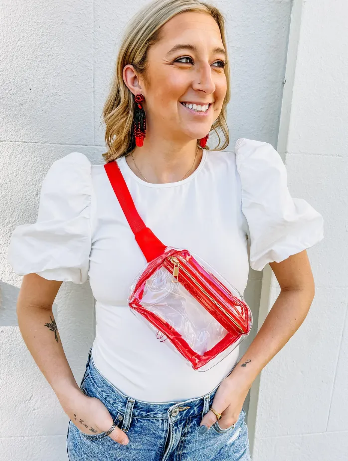 Red Clear Belt Bag