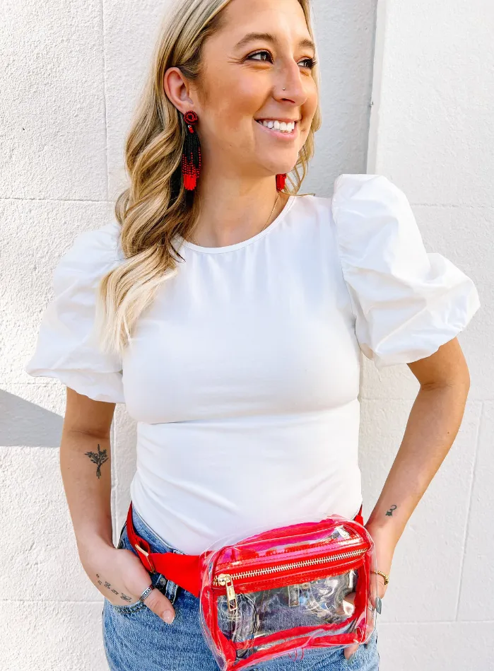 Red Clear Belt Bag