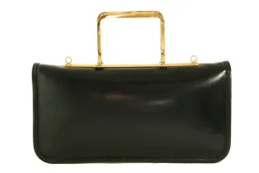 REMY metal handle leather handbag