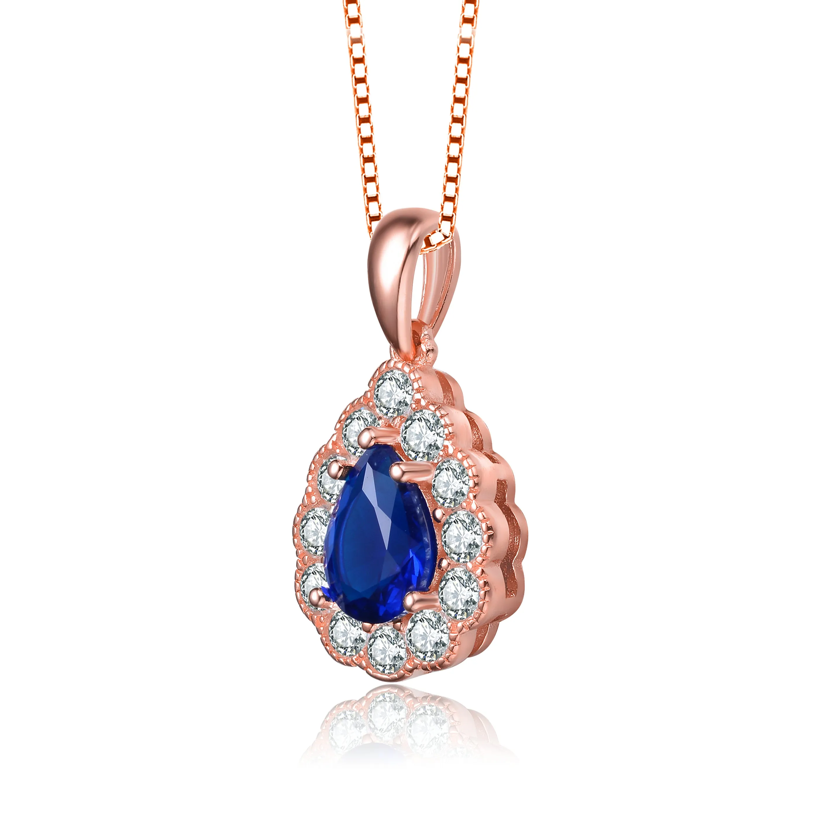 Rose Gold Plated Teardrop Cubic Zirconia Pendant