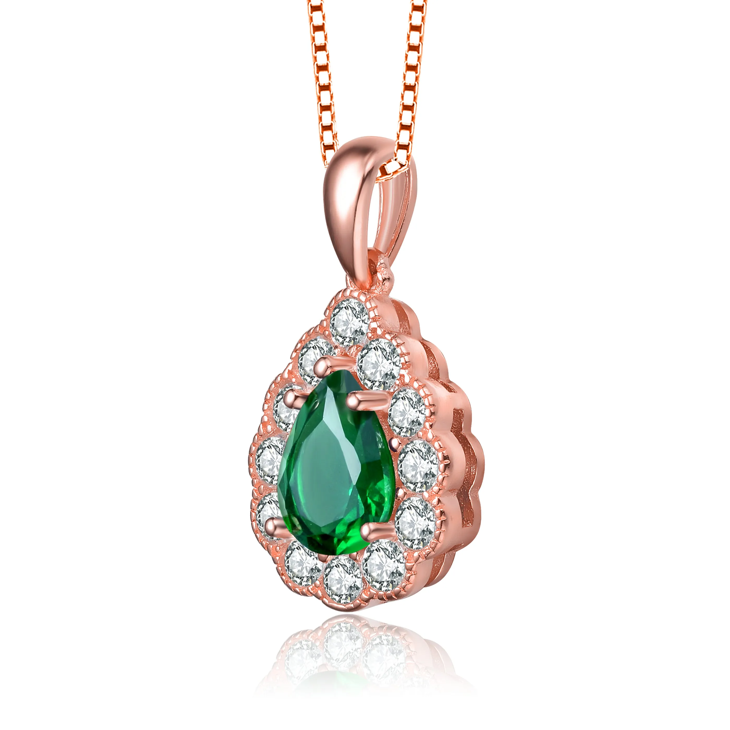 Rose Gold Plated Teardrop Cubic Zirconia Pendant