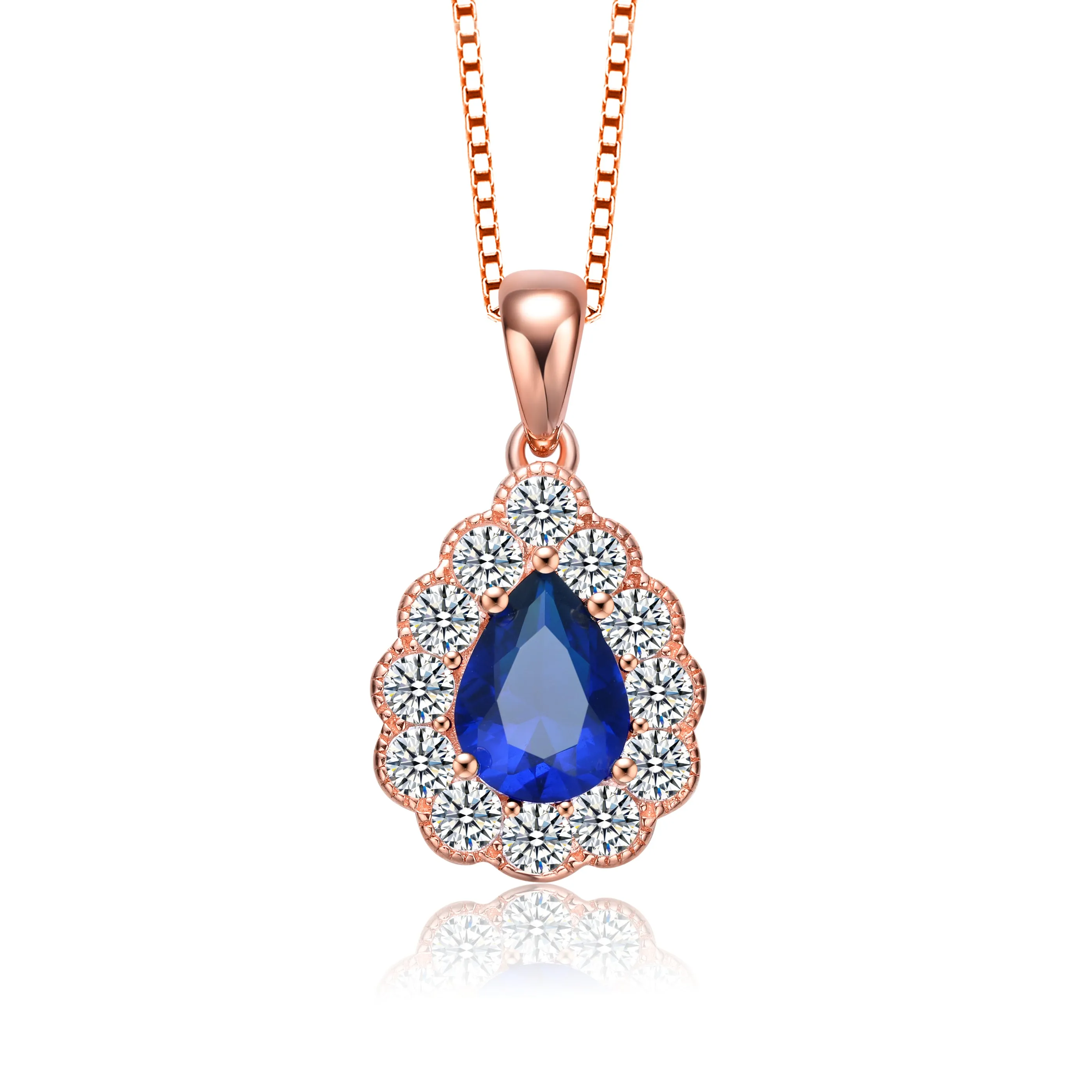 Rose Gold Plated Teardrop Cubic Zirconia Pendant