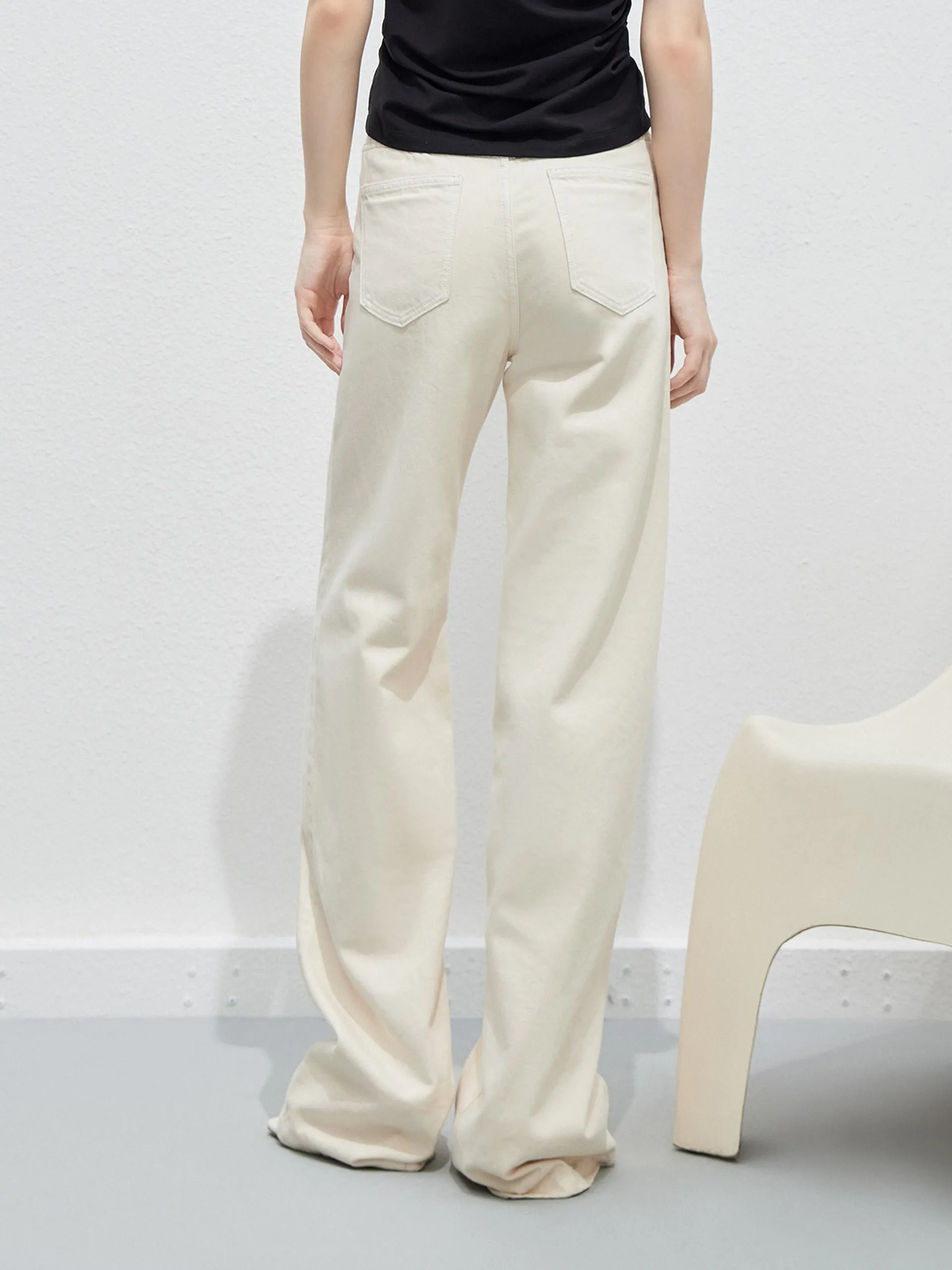 Seam Details Wide Leg Jeans