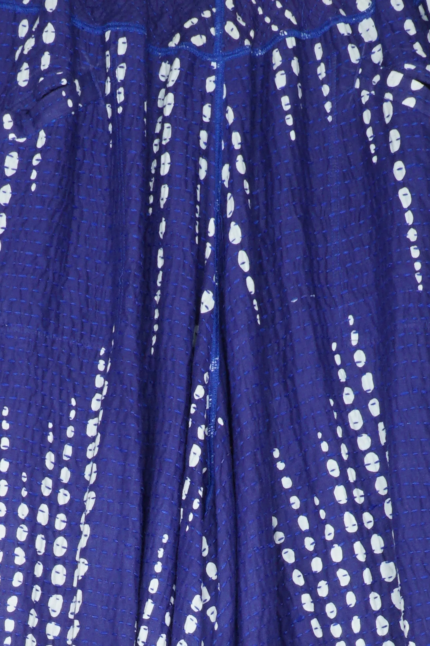 SHIBORI DROP BBK KANTHA WIDE LEG PANTS - sd2623-blu -