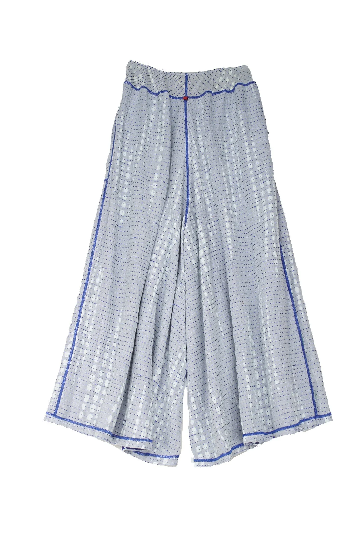 SHIBORI DROP BBK KANTHA WIDE LEG PANTS - sd2623-blu -