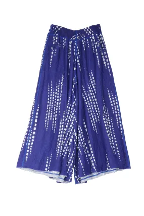 SHIBORI DROP BBK KANTHA WIDE LEG PANTS - sd2623-blu -