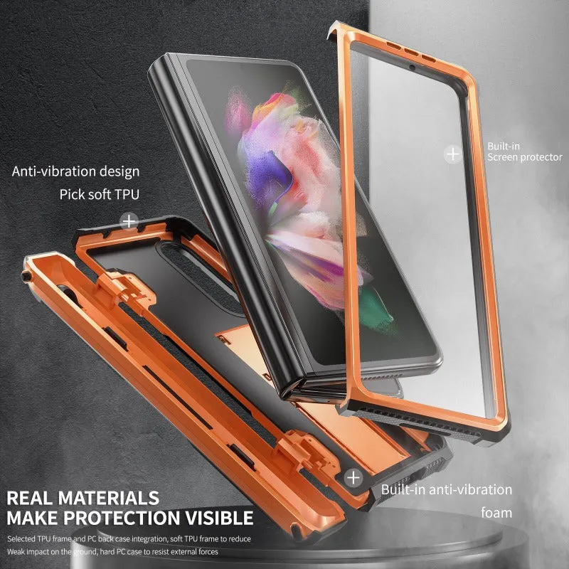 Shockproof Hard Armor Phone Case WIth Pen Slot Kickstand For Samsung Galaxy Z Fold 3 4