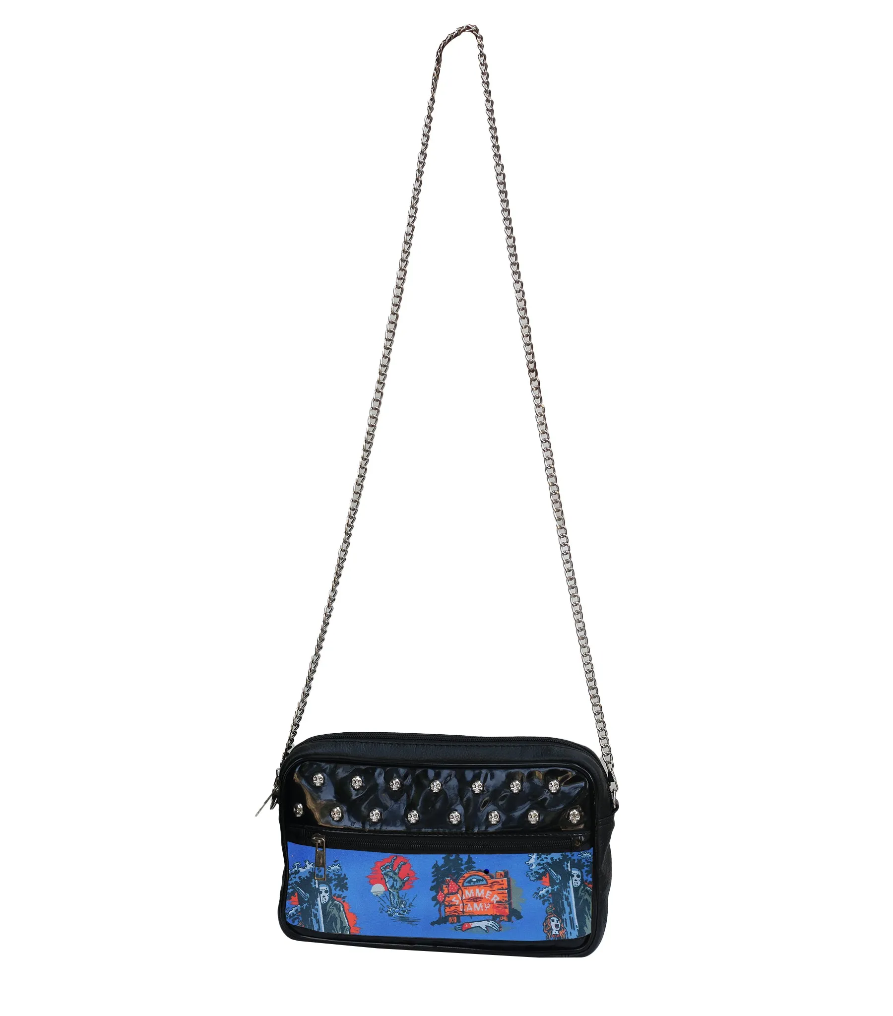 Skull Studded Holloween Print Sling Bag