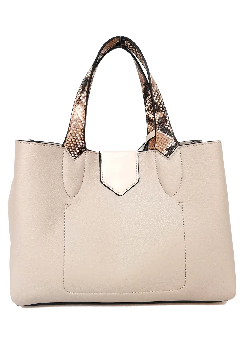 snake print detail handbag in stone