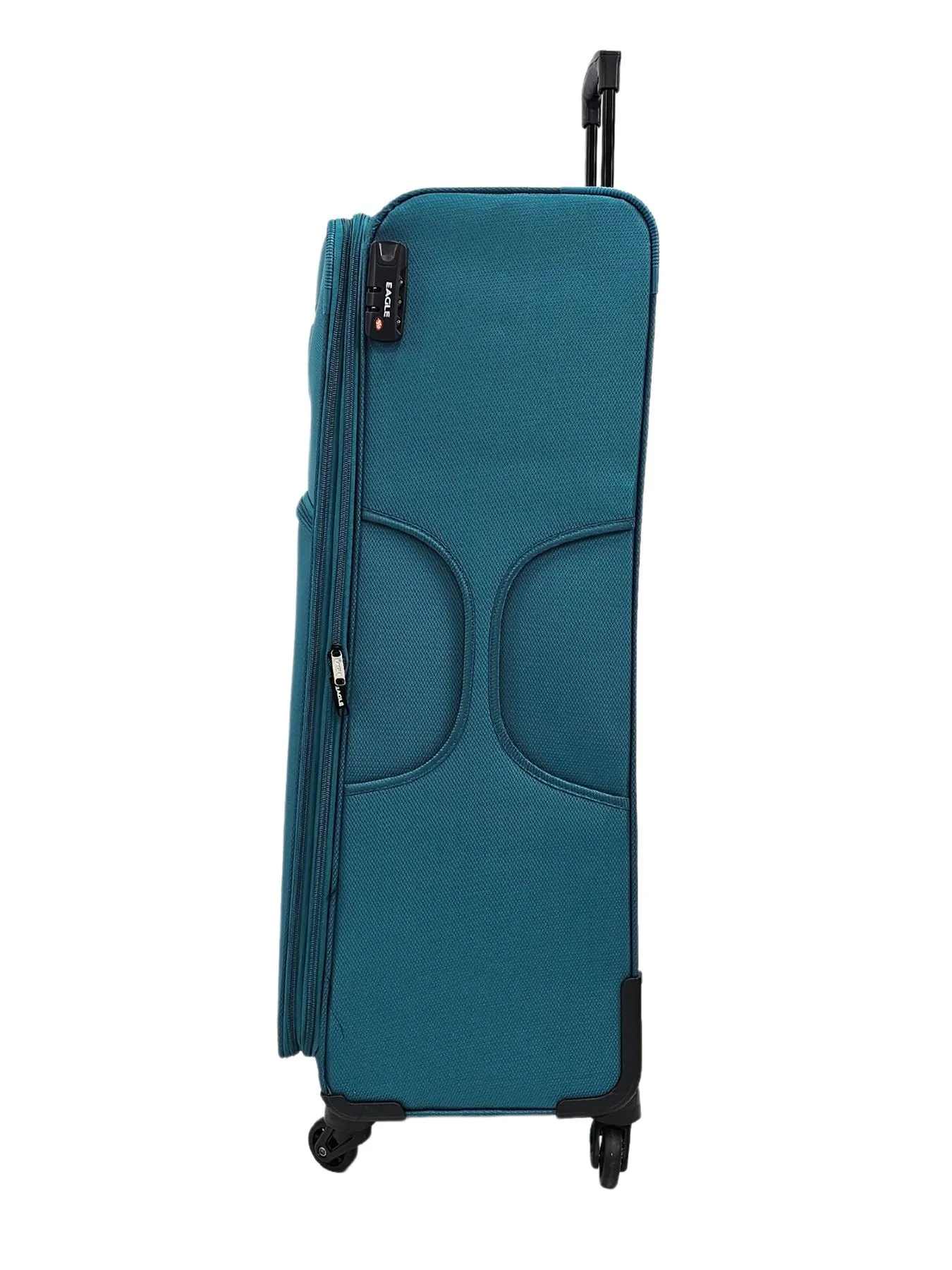 Soft Case Suitcase 4 Wheels Cabin Check In Hand Luggage Trolley Pin Combination Zipped Compartments