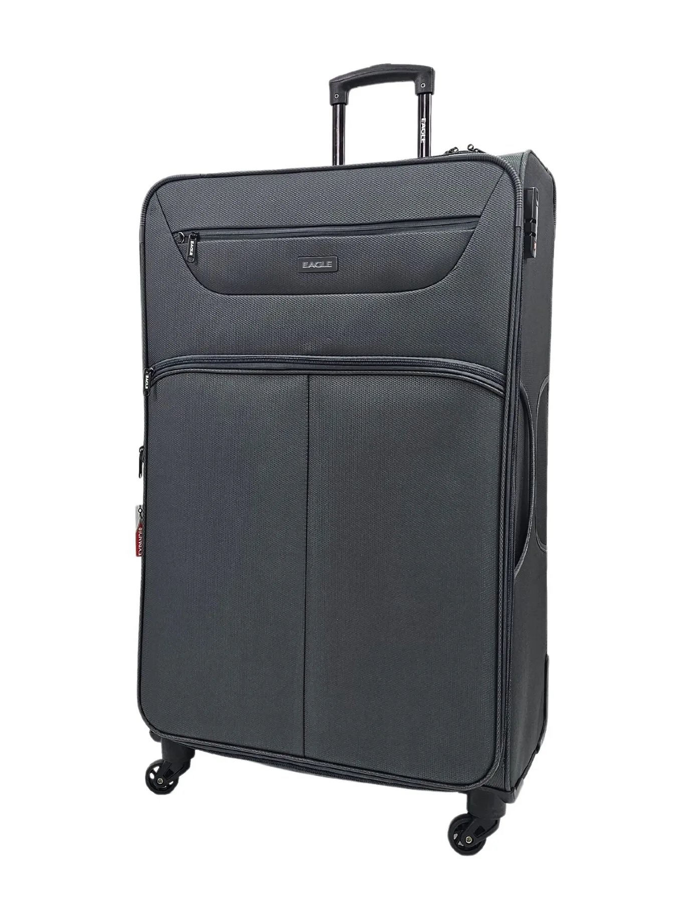 Soft Case Suitcase 4 Wheels Cabin Check In Hand Luggage Trolley Pin Combination Zipped Compartments