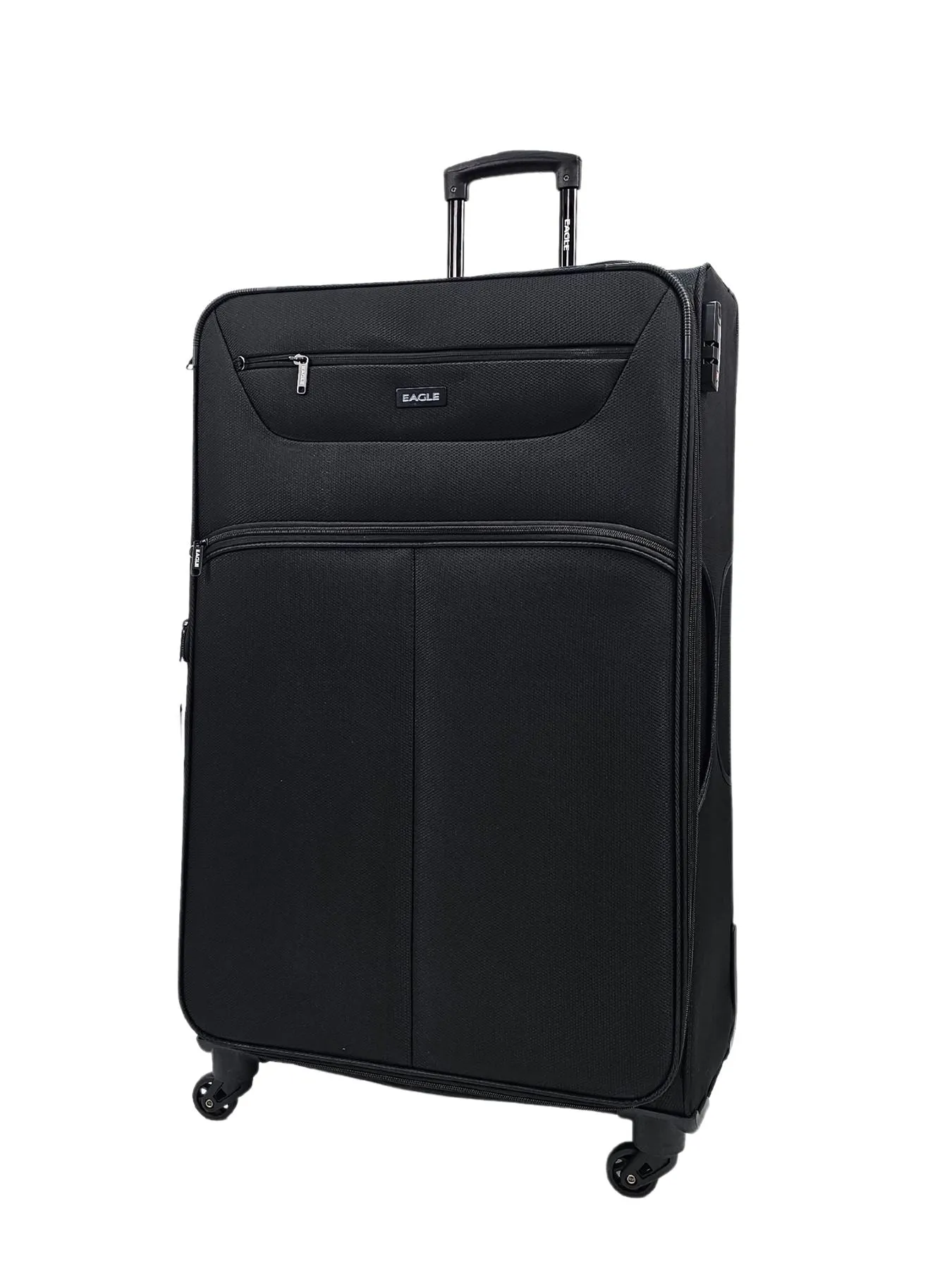 Soft Case Suitcase 4 Wheels Cabin Check In Hand Luggage Trolley Pin Combination Zipped Compartments