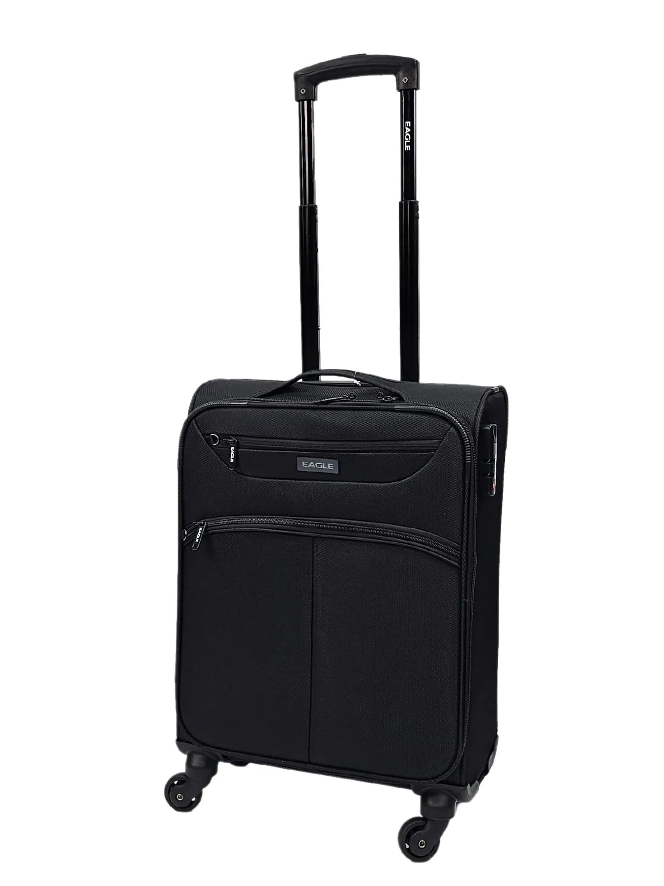 Soft Case Suitcase 4 Wheels Cabin Check In Hand Luggage Trolley Pin Combination Zipped Compartments