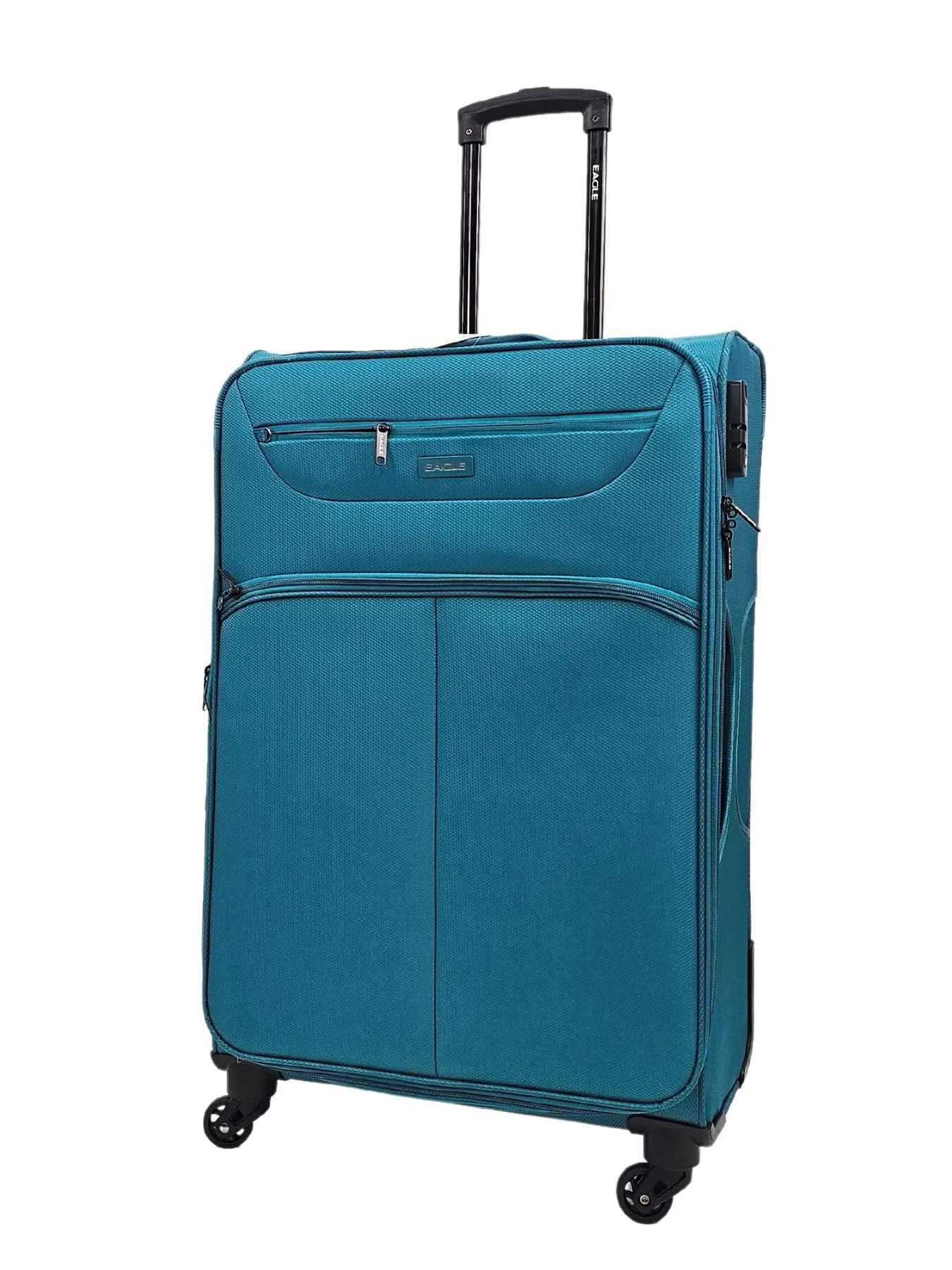 Soft Case Suitcase 4 Wheels Cabin Check In Hand Luggage Trolley Pin Combination Zipped Compartments