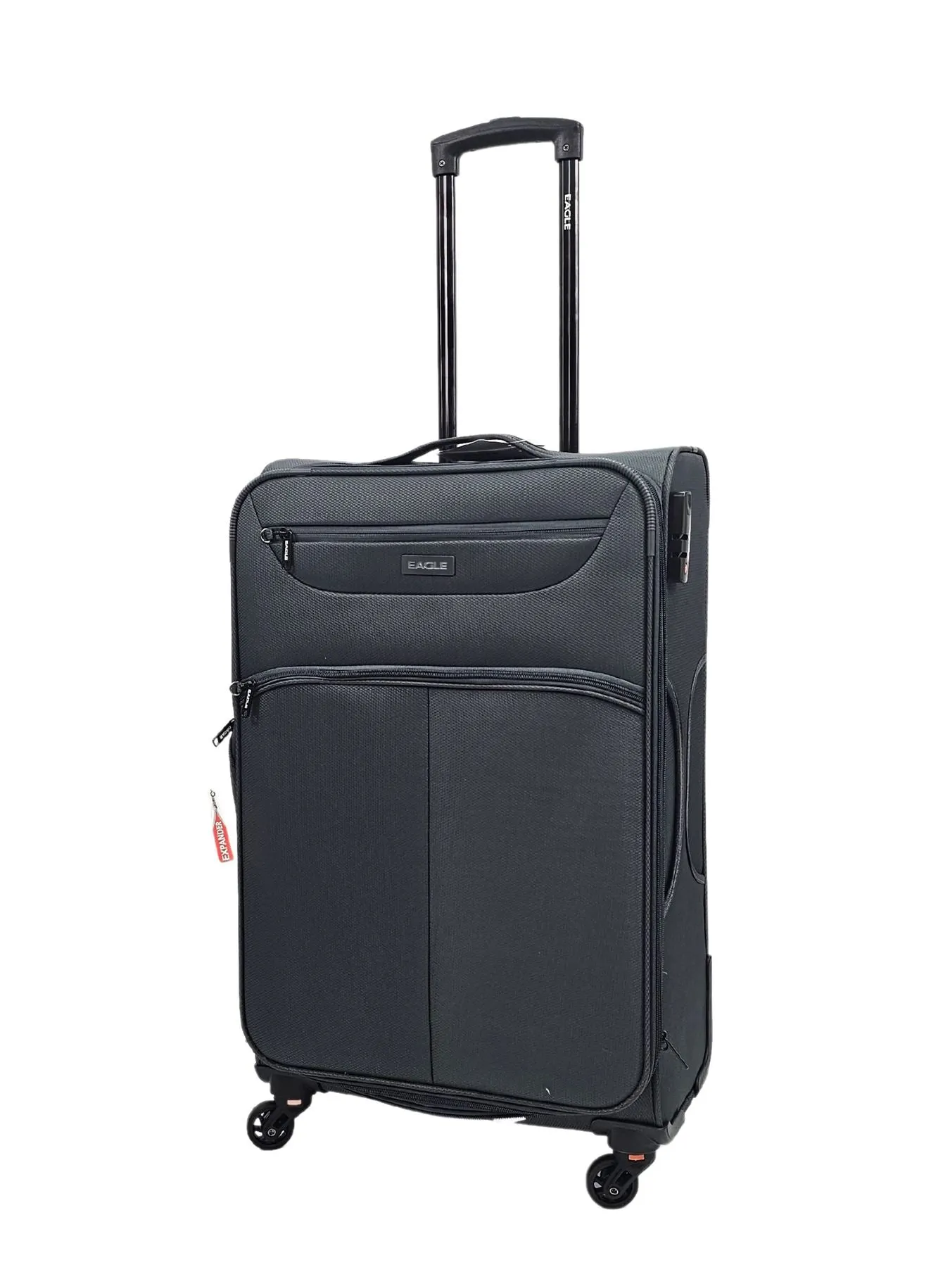 Soft Case Suitcase 4 Wheels Cabin Check In Hand Luggage Trolley Pin Combination Zipped Compartments