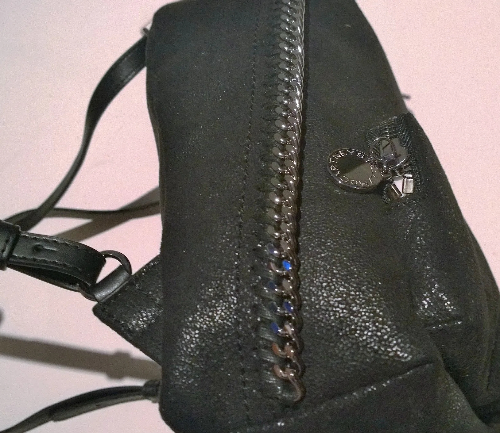 Stella McCartney Falabella Black Silver Chain Backpack Bag