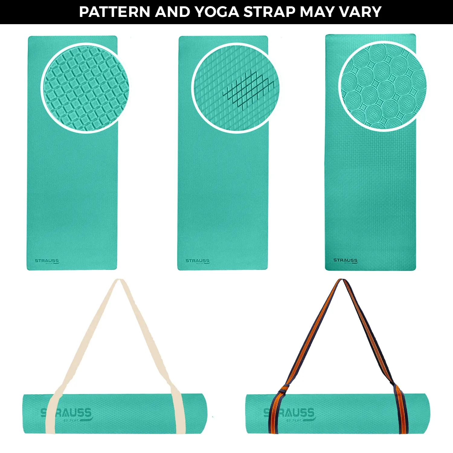 Strauss Anti Skid EVA Yoga Mat with Carry Strap, 4mm, (Sea Green)