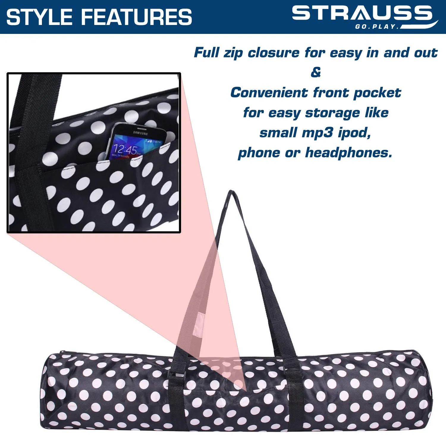 STRAUSS Yoga Mat Bag (Full Zip), Black