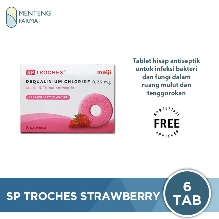 Tablet Hisap SP Troches Meiji (rasa strawberry) - Atasi Gangguan Mulut dan Sakit Tenggorokan