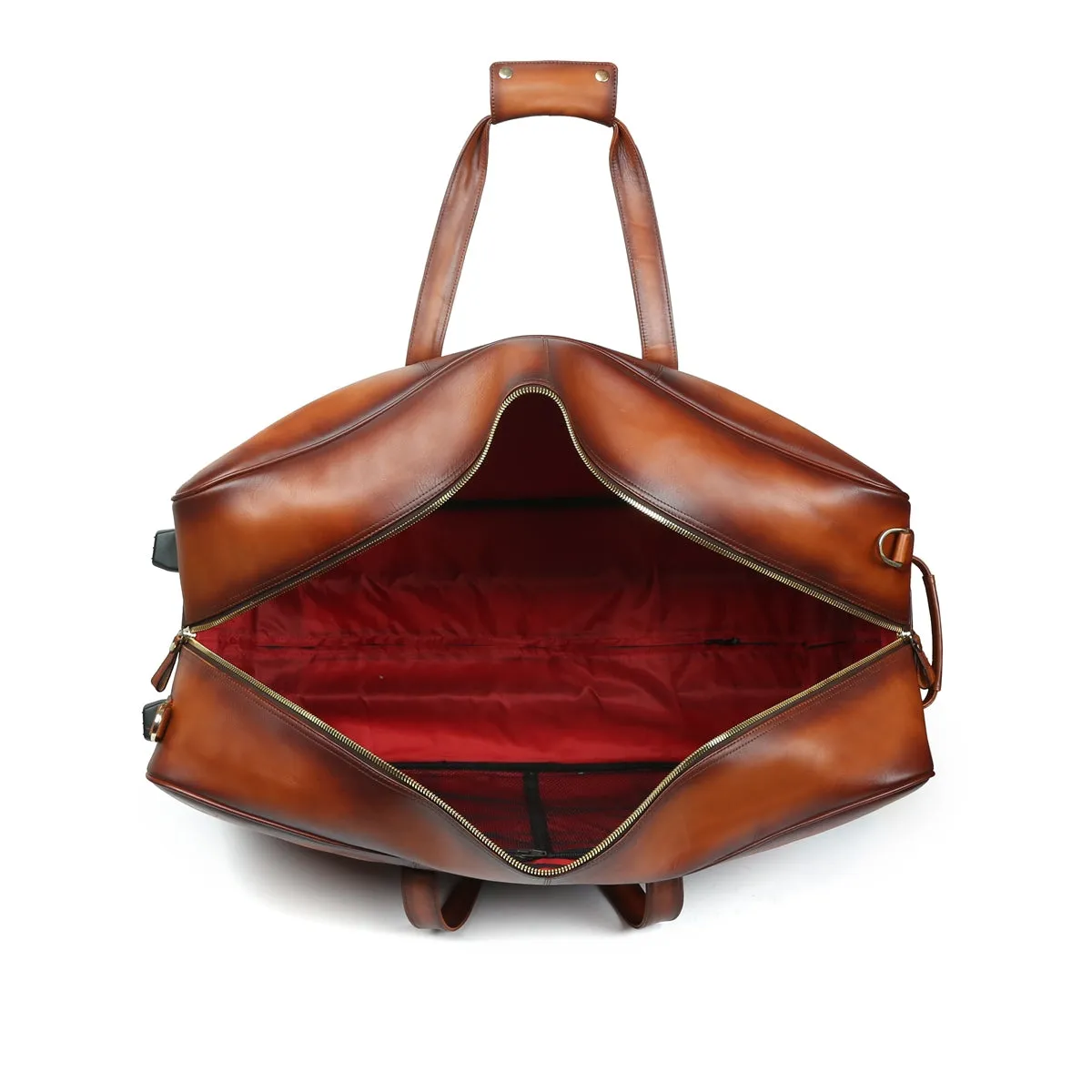 Tan Leather Roll Along Trolley Duffle Bag by Brune & Bareskin