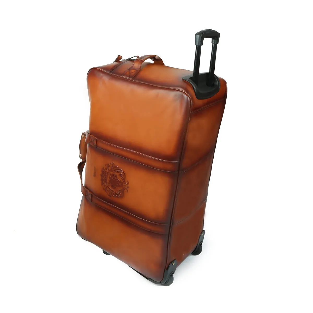 Tan Leather Roll Along Trolley Duffle Bag by Brune & Bareskin