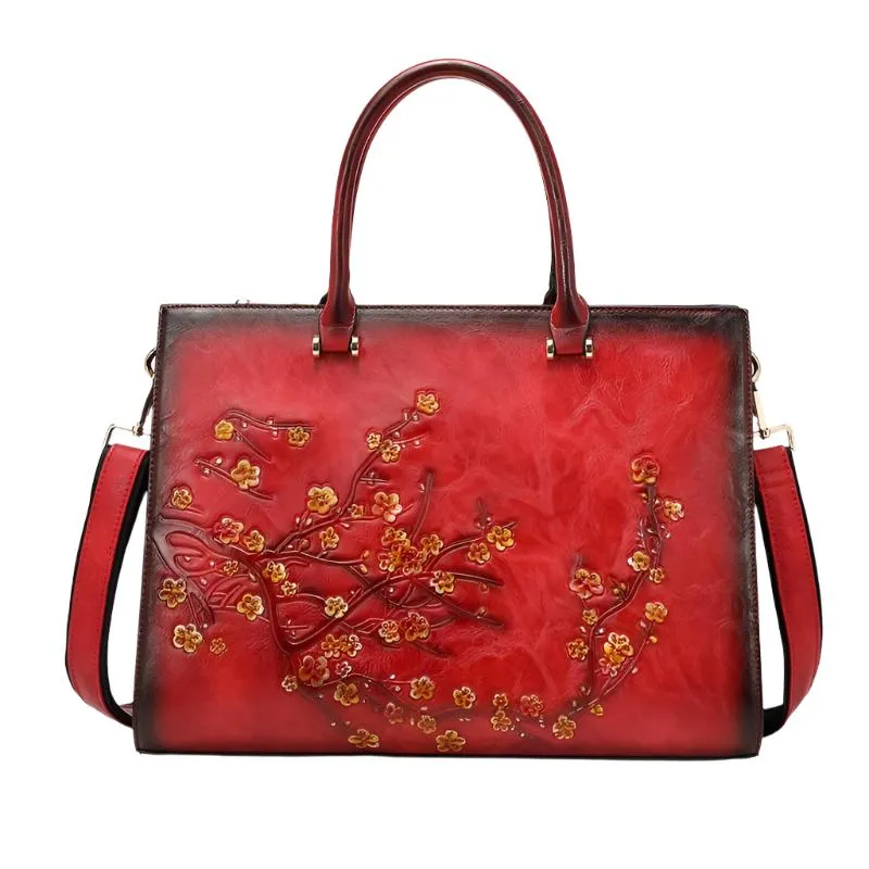 TEEK - Vintage Floral Embossed Top-Handle Bag