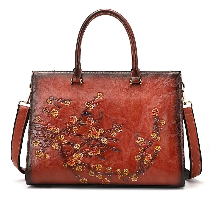 TEEK - Vintage Floral Embossed Top-Handle Bag