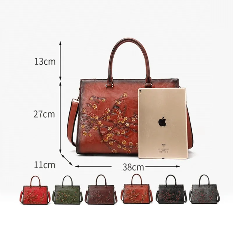 TEEK - Vintage Floral Embossed Top-Handle Bag