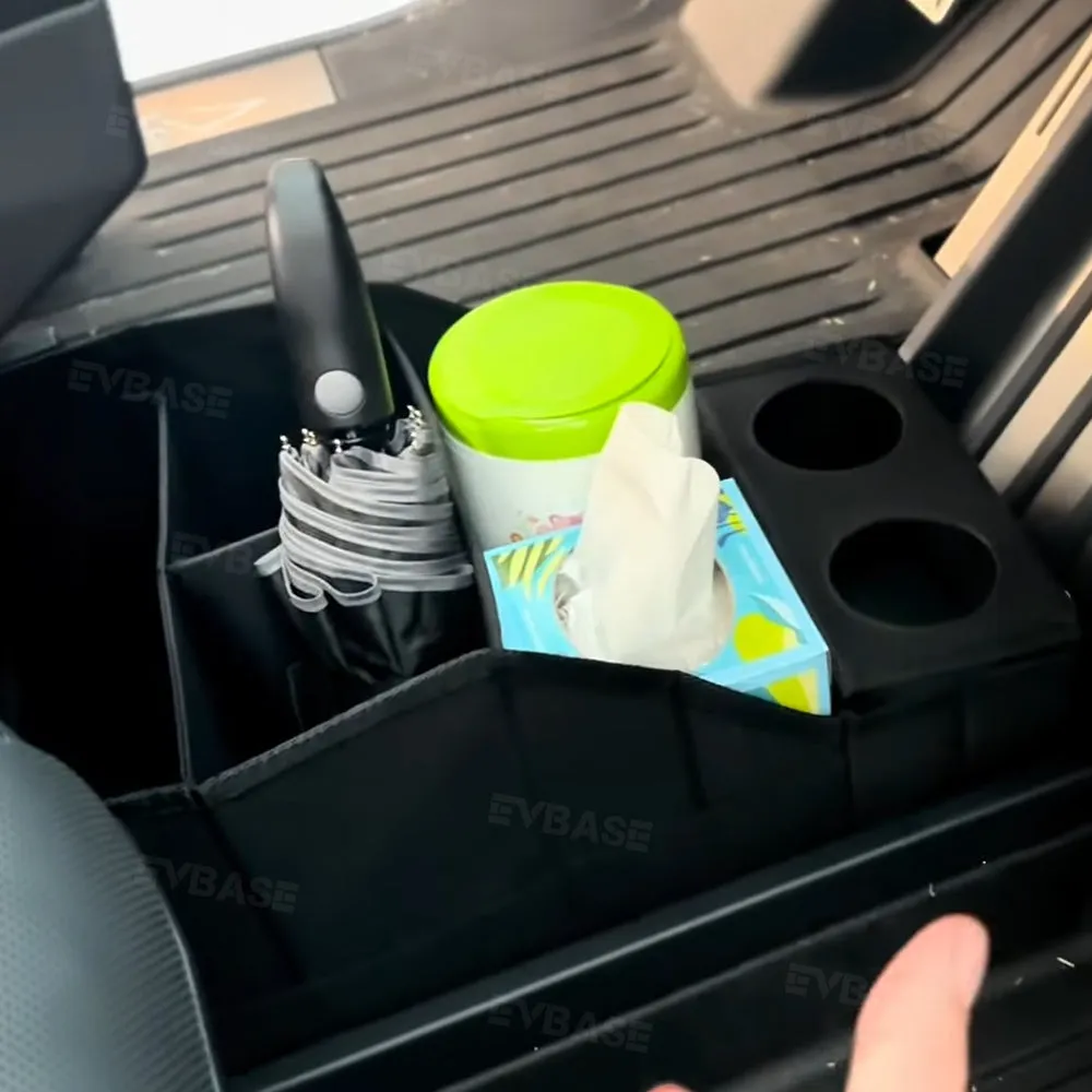 Tesla Cybertruck Storage Bag Oxford Cloth Lower Center Console Organizer With Compartments Cup Holder