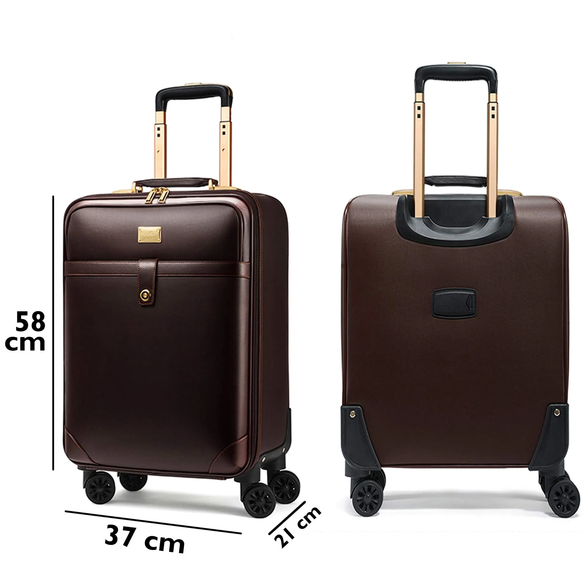 THE CLOWNFISH Luggage Synthetic Softsided Luxury Suitcase Spinner 4 Wheel Trolley Bag Travel Laptop Roller Case - 56 Cm (Brown), H-56 Centimeters