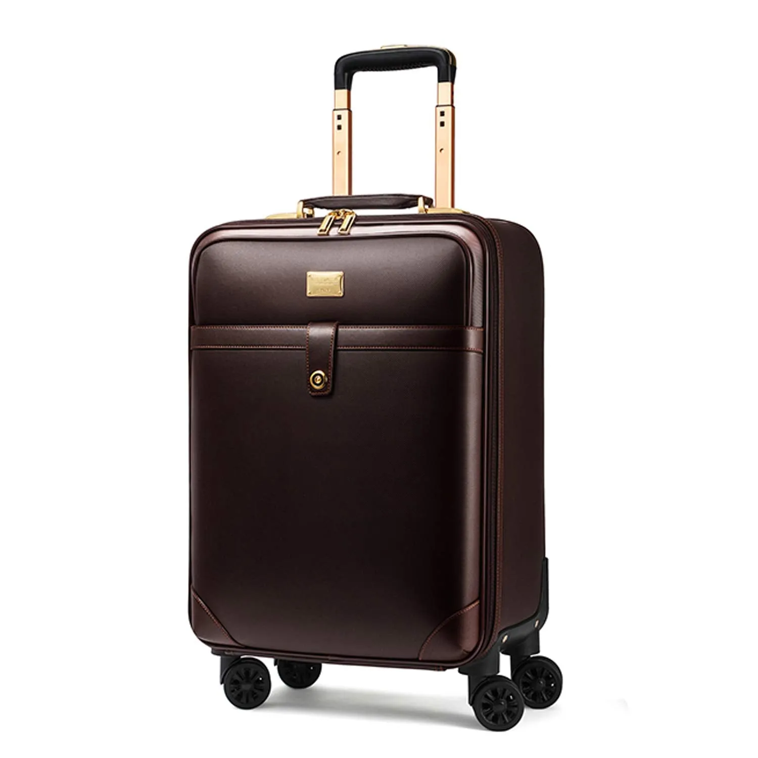 THE CLOWNFISH Luggage Synthetic Softsided Luxury Suitcase Spinner 4 Wheel Trolley Bag Travel Laptop Roller Case - 56 Cm (Brown), H-56 Centimeters