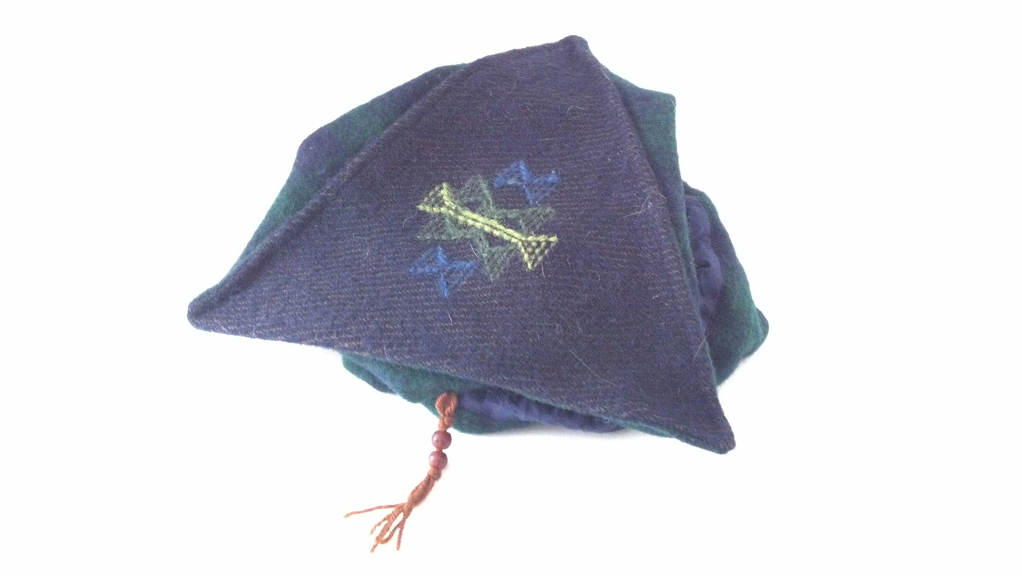 Tibetan Wool Hat, Blue Plaid