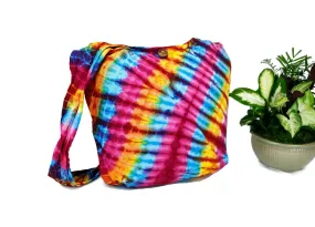 Tie Dye Bag Purse Crossbody Sling Hobo Boho Shoulder bag Hippie Bohemian cotton Messenger Bags Yoga Beach Summer Top Zip Rainbow Colorful