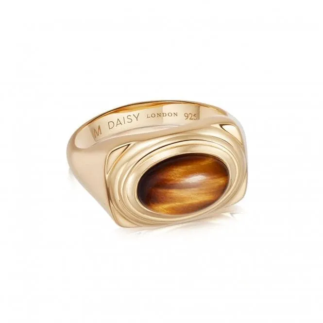 Tigers Eye Bold 18ct Gold Plated Ring HR3002_GP