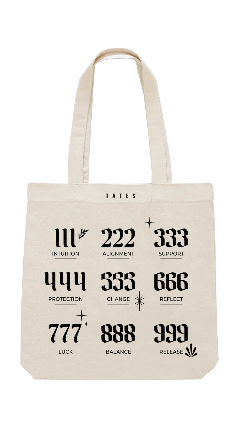 Tote bag mit "Angel numbers" Motiv