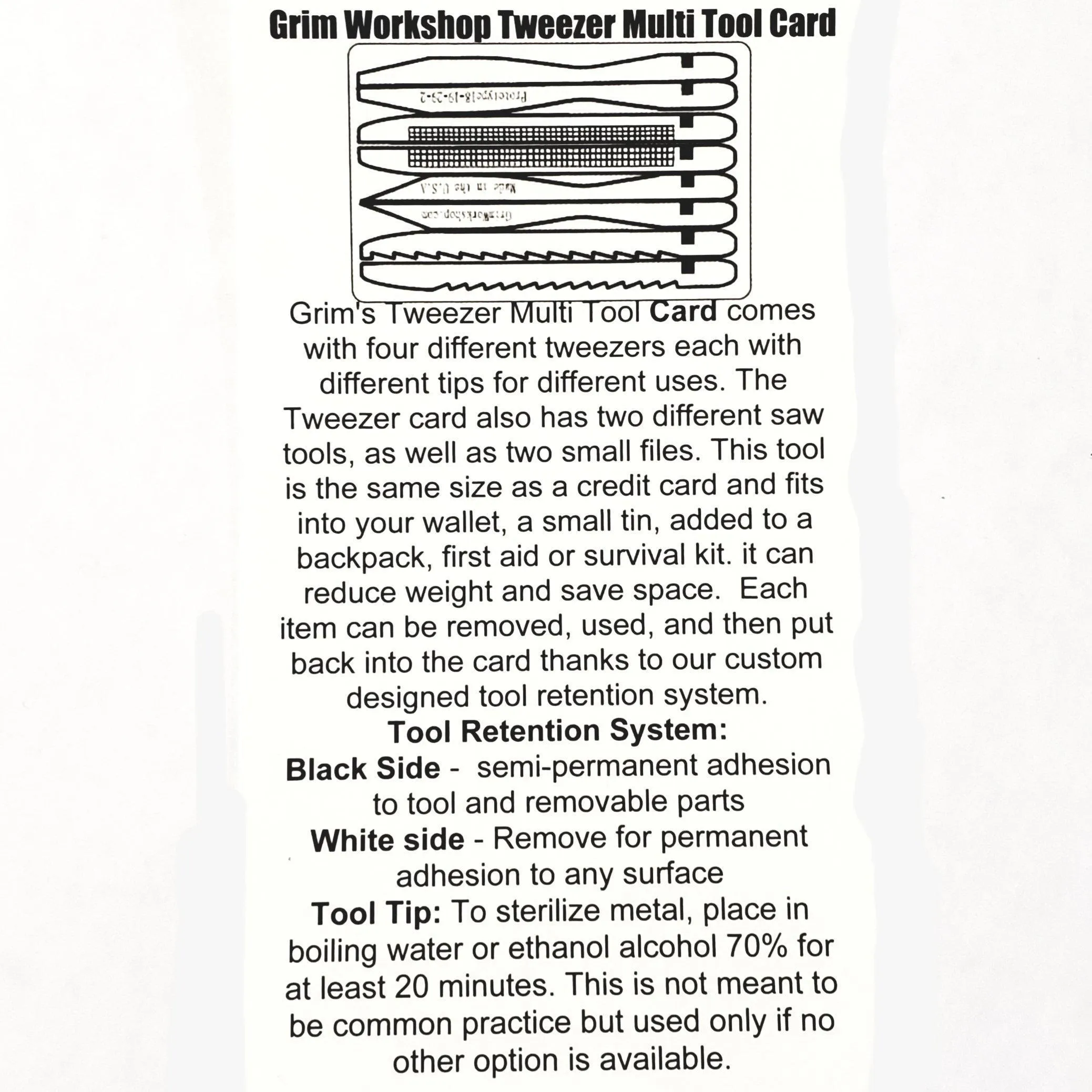 Tweezer Kit First Aid Card : Credit Card Size Set of  Tweezers