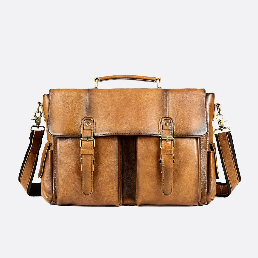 Unisex Women's and Men's genuine cowhide leather satchel briefcase Torba design