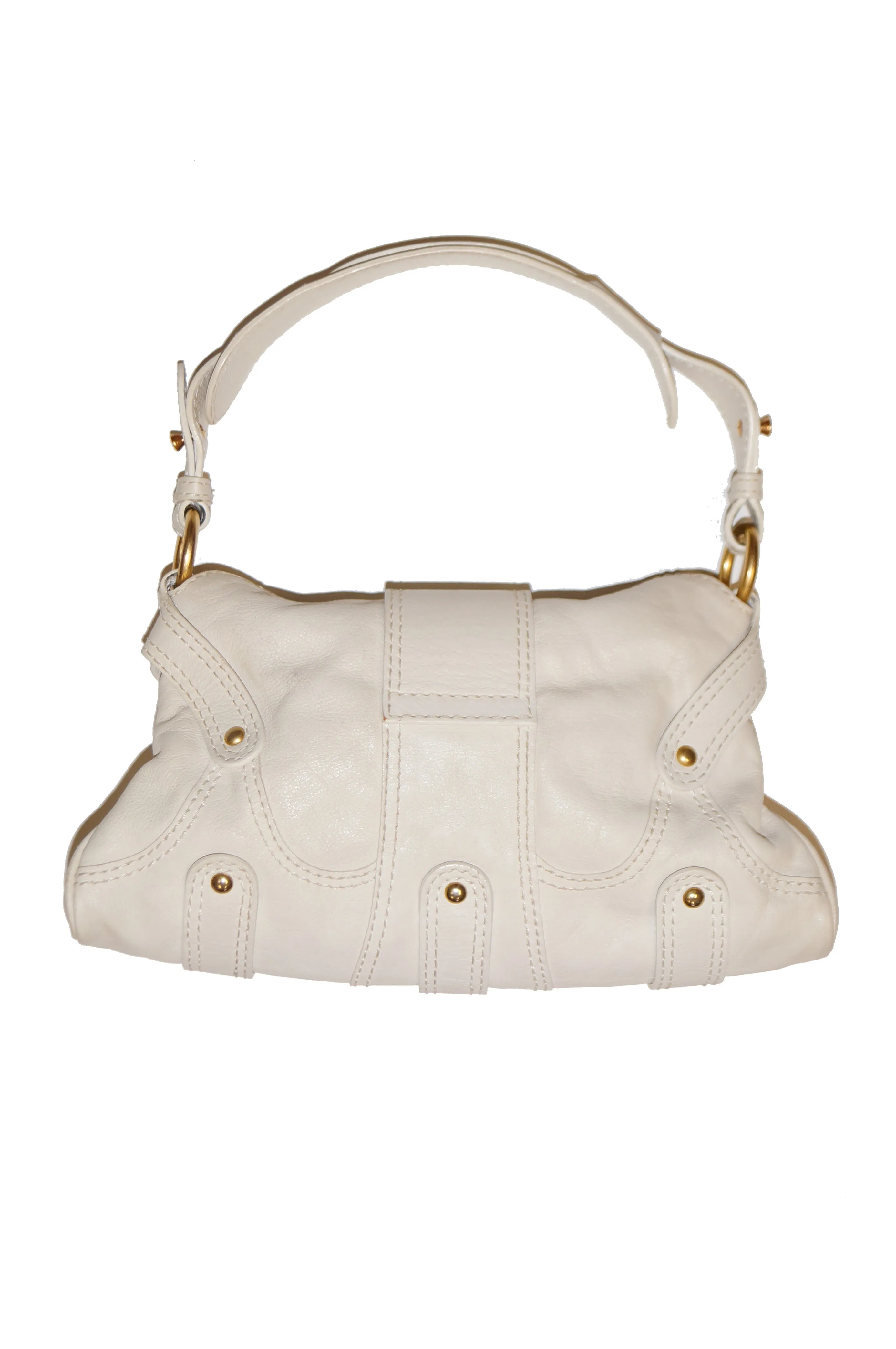 Valentino Leather Off White Rock Studded Shoulder Bag