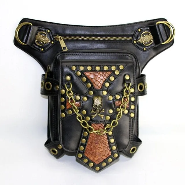 Versatile Steampunk Vintage Rivet Waist Bag